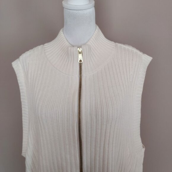 Talbots Ribbed Half-Zip Cream Sweater Vest Size 2X NWOT - Picture 4 of 10